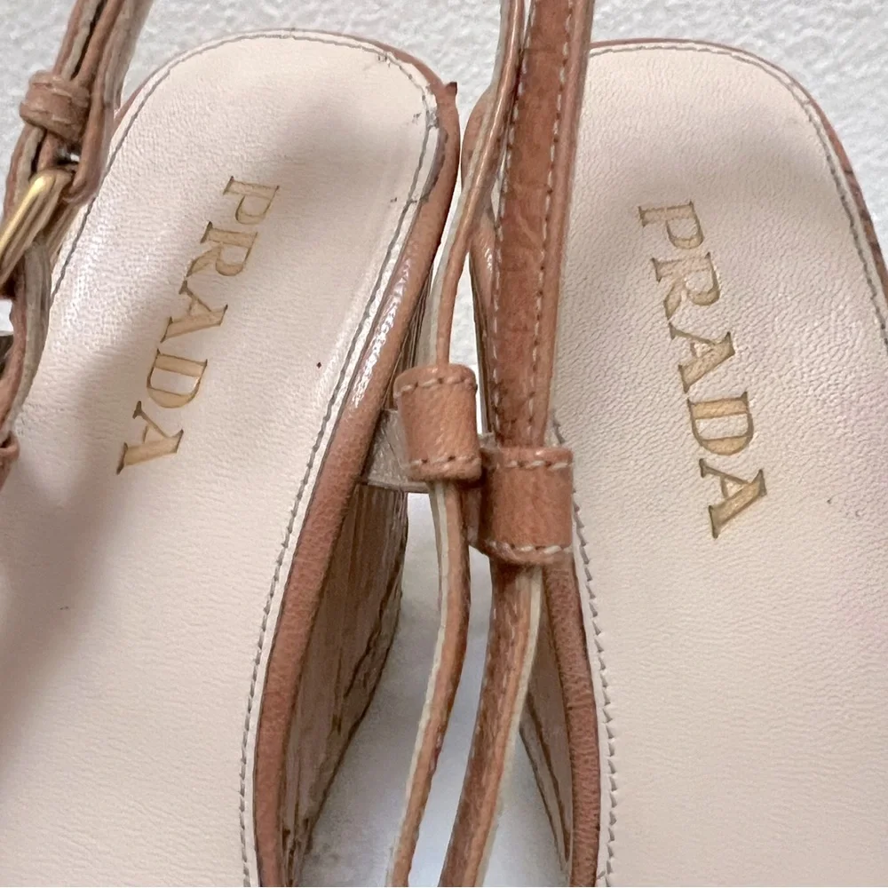 Prada Bamboo and Cork Wedge Heels